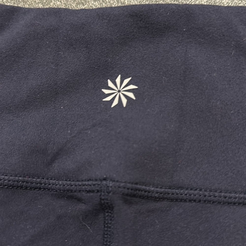 Athleta Leggings Navy Blue with Green/Blue Floral Accents Size Small - Picture 6 of 7